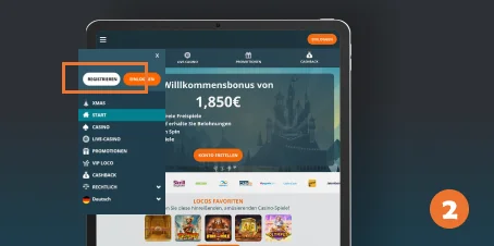 Locowin-Registrierungsprozess Schritt zwei